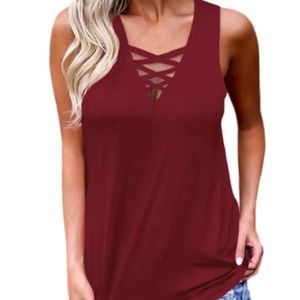 Red Criss Cross Tank Top